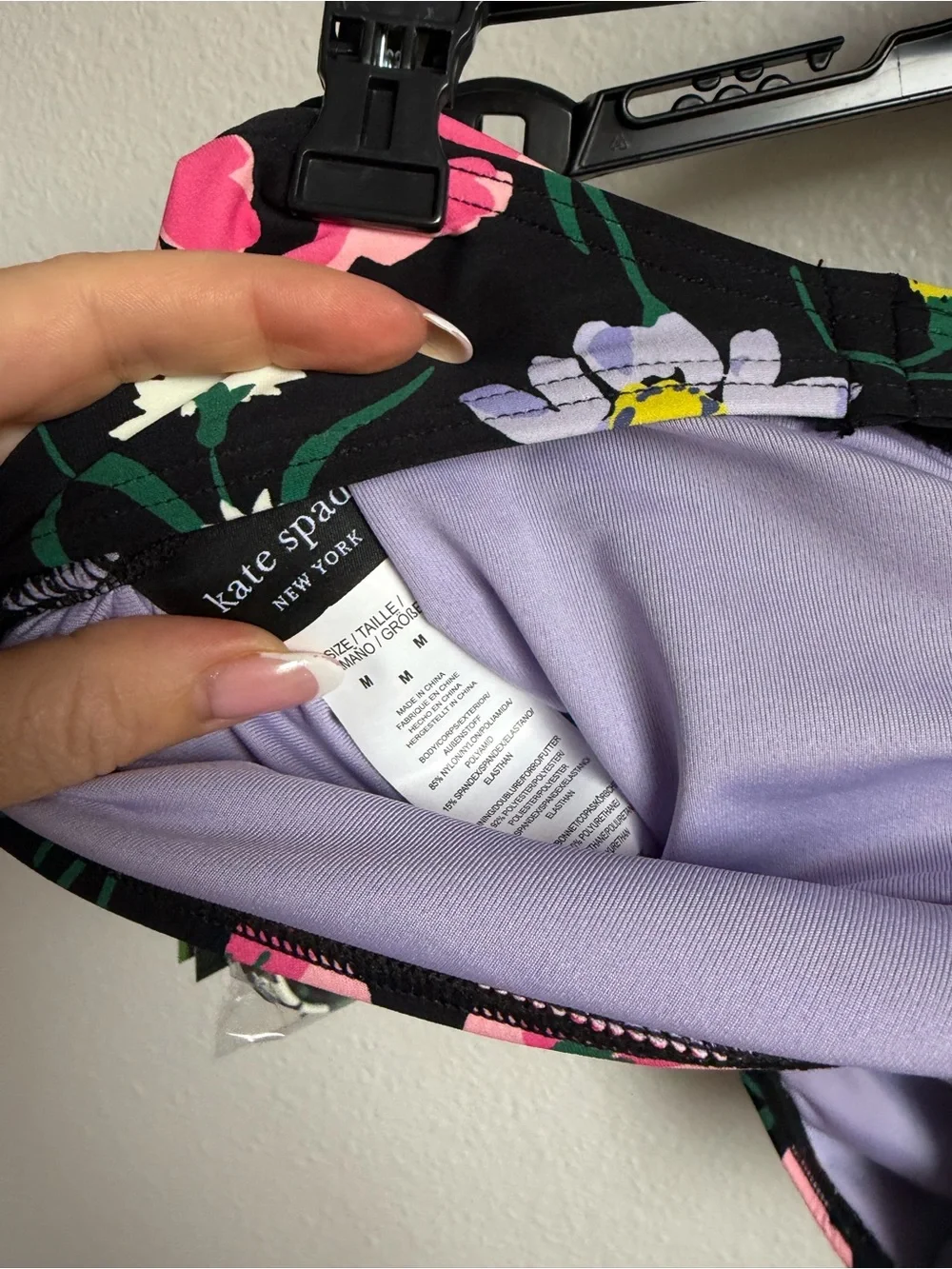 NWT KATE SPADE Rosette Trim Bandeau Bikini Top High Cut Bottoms Sz M